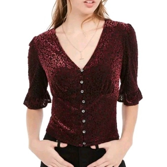 American Rag Juniors' Burnout Velvet Top Dark Academia Coquette Baby Doll M - Picture 12 of 12